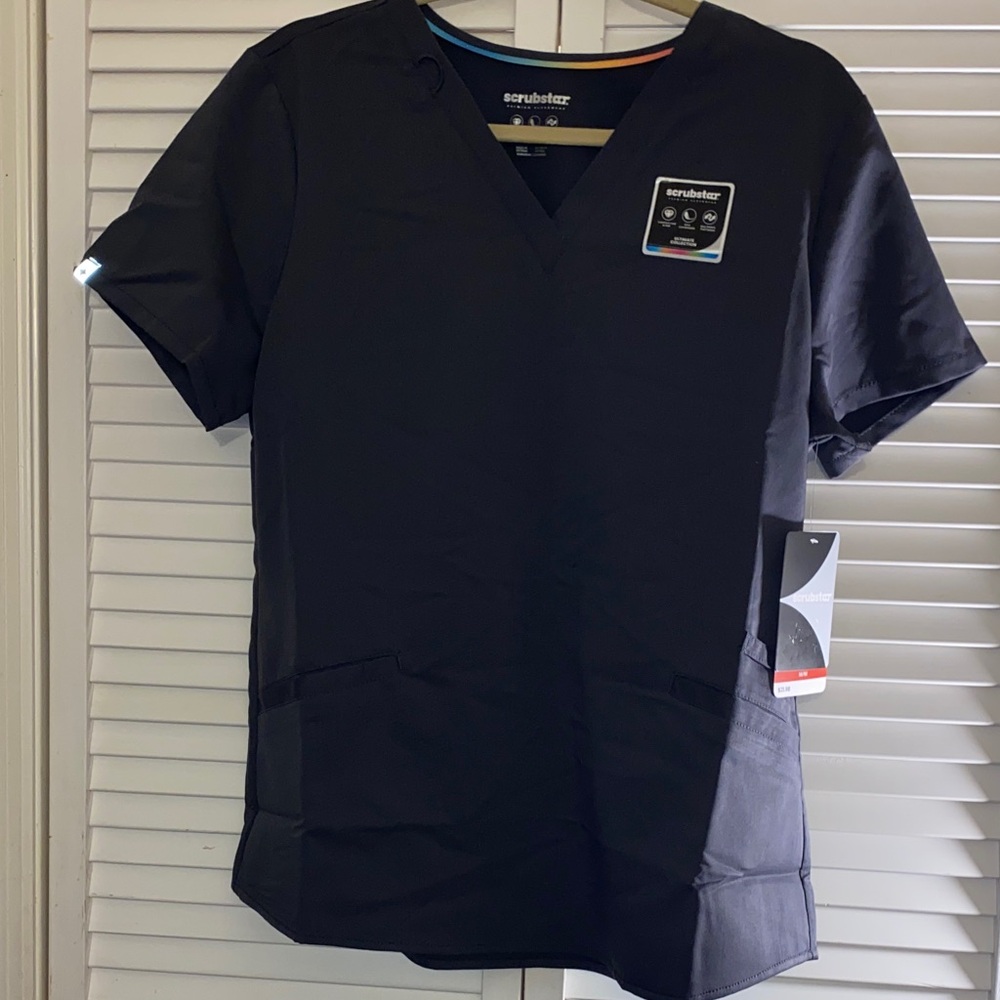 NWT Deep Grey Breathable Short Sleeve Scrubs Top Size Med